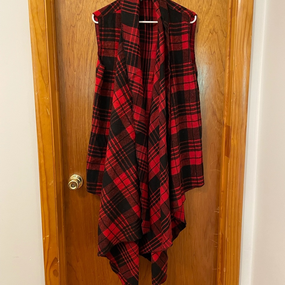 Flannel Long Vest - Perfect for Fall!